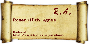 Rosenblüth Ágnes névjegykártya